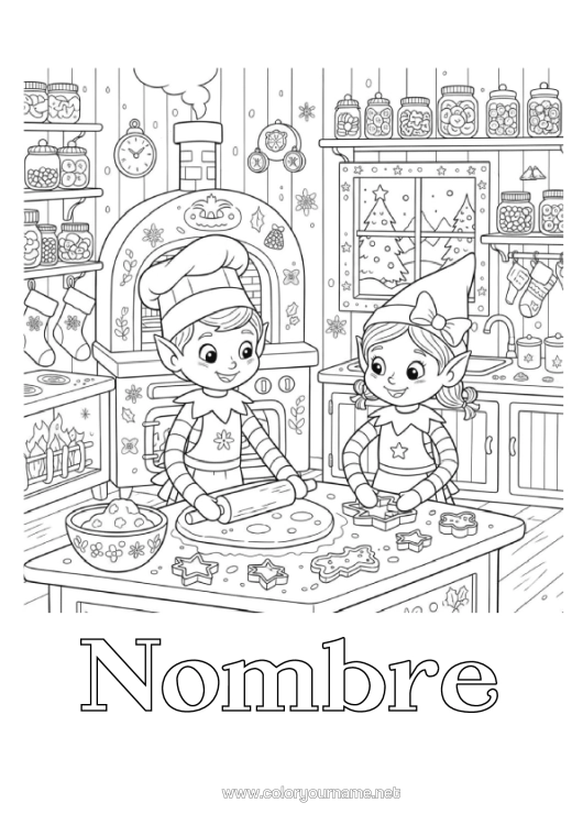 Dibujo para colorear para imprimir Dibujos De Elfos Para Colorear Golosinas Galletas Cocina Varios Duendes Traviesos Galleta