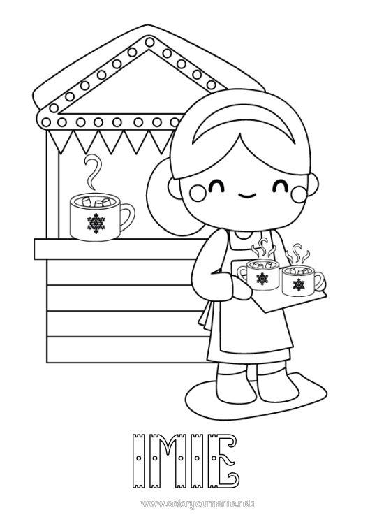Kolorowanka do wydruku Zima Kawiarnia Herbata Napój Zawody W Kuchni Chalet - Domek Letniskowy Sklep