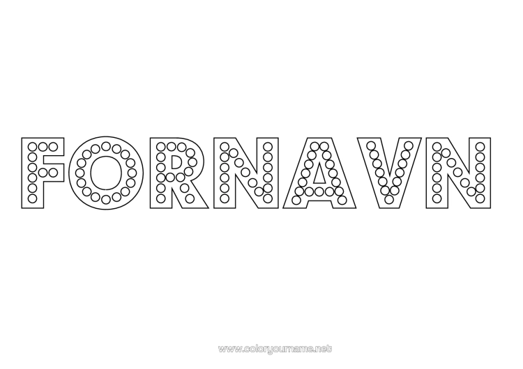 Fargeleggingssiden til utskrift Fest Barnaktiviteter Dekorert Navn Lyspære Sirkel, Rund