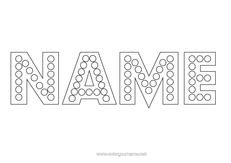 Colouring page to print Party Children's Activities Decorated Name Light Bulb Circle, Round