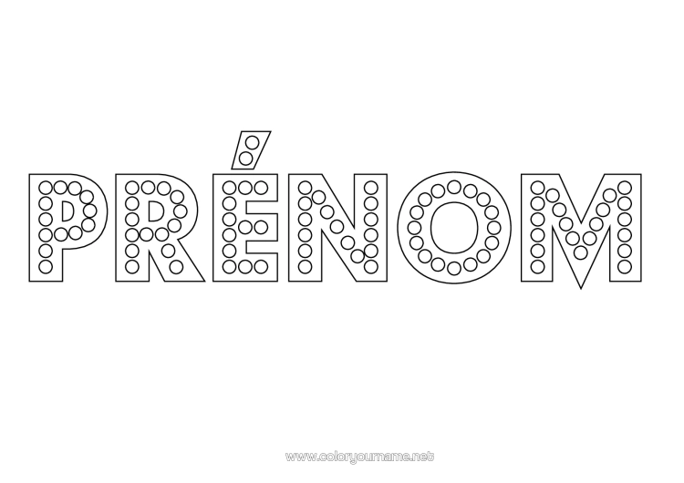 Coloriage à imprimer Fête Activités Enfants Nom Décoré Ampoule Cercle, Rond