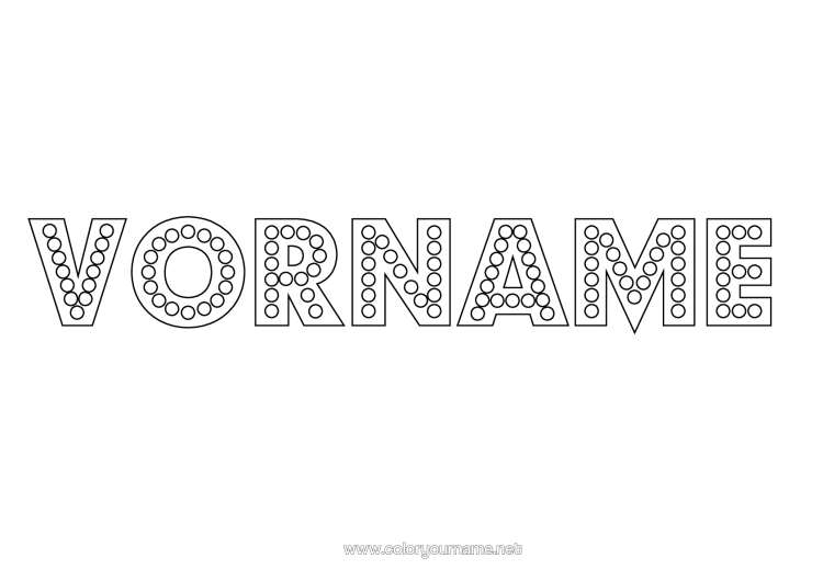 Malvorlage zum Ausdrucken Fest Kinderaktivitäten Dekorierter Name Glühbirne Kreis, Rund