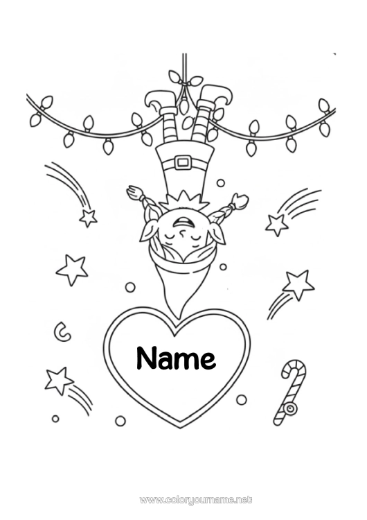 Colouring page to print Christmas Elves Elf Colouring Pages Mischief Of The Trickster Goblin Window Drawings
