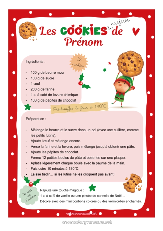 Coloriage à imprimer Lutins De Noël Gourmandises, Sucreries Cookie