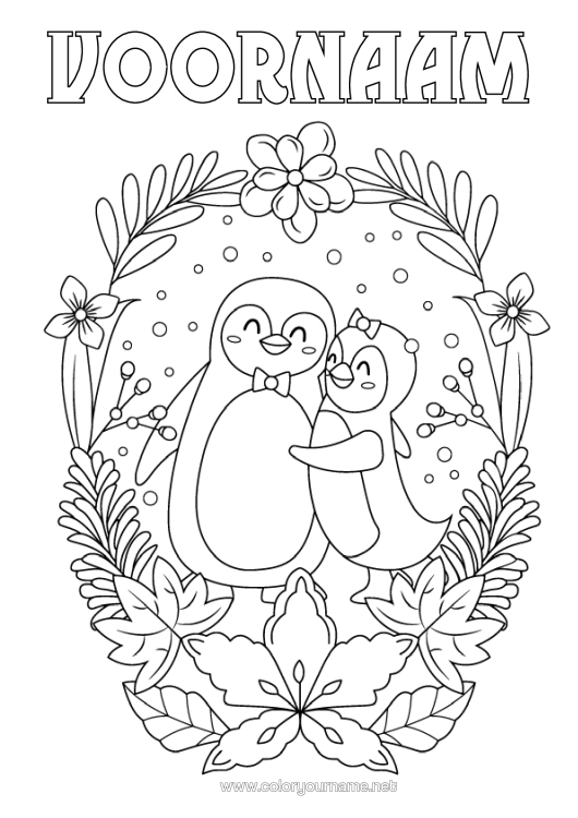 Kleurplaat om af te drukken Kerstmis Pinguïn, Pinguïn Kerstkrans Vogels En Vliegende Zoogdieren