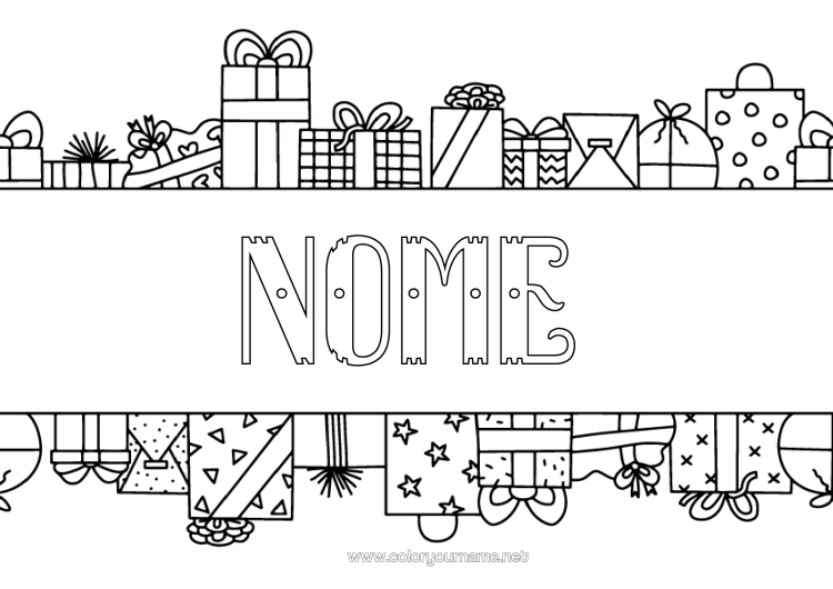 Pagina da colorare da stampare Regali Compleanno Natale