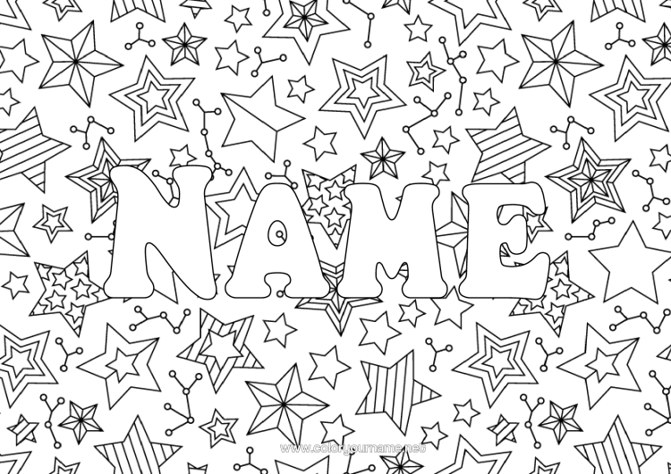 Colouring page to print Christmas Party Happy New Year Stars Zentangle Decorative Background