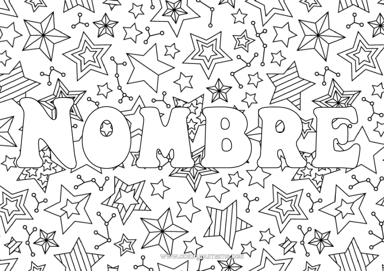 Dibujo para colorear para imprimir Navidad Fiesta Feliz Año Estrellas Zentangle Fondo Decorativo
