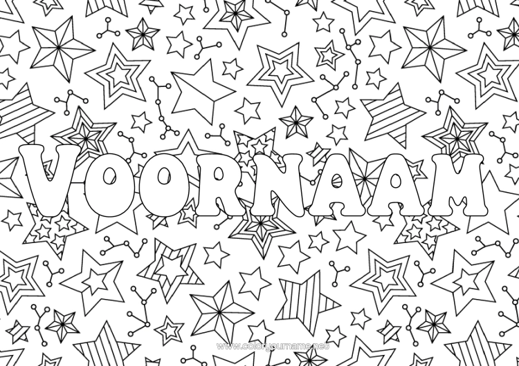 Kleurplaat om af te drukken Kerstmis Feest Gelukkig Nieuwjaar Sterren Zentangle Decoratieve Achtergrond