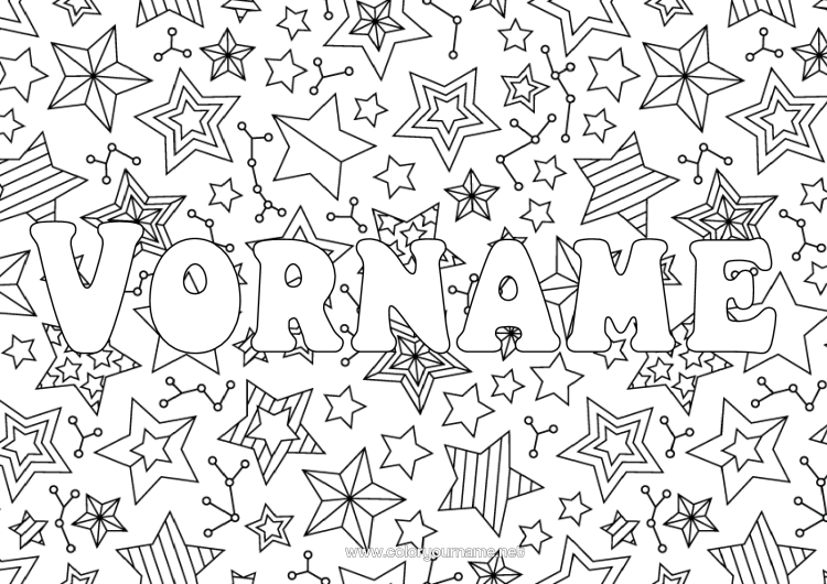 Malvorlage zum Ausdrucken Weihnachten Fest Frohes Neues Jahr Sterne Zentangle Dekorativer Hintergrund