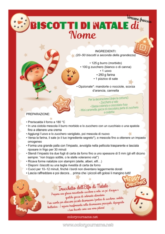 Pagina da colorare da stampare Elfo Di Natale Attività Per Bambini Dolci, Zuccherini Biscotti Cucina