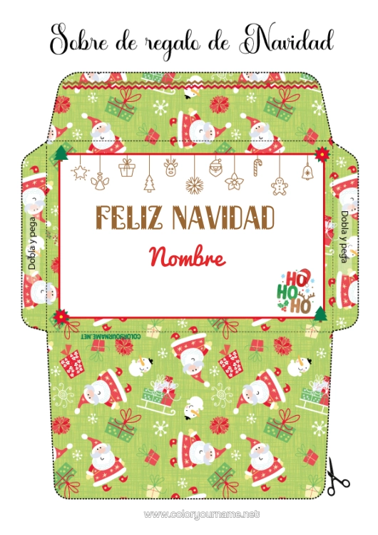 Dibujo para colorear para imprimir Papá Noel Navidad Sobre Sobre Para Imprimir Sobre De Embalaje De Regalo Jo Jo Jo