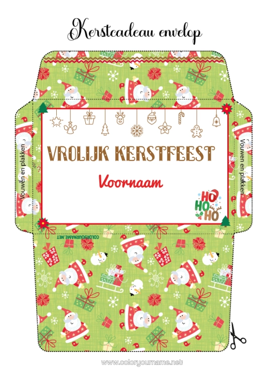 Kleurplaat om af te drukken Kerstman Kerstmis Envelop Afdrukbare Enveloppen Cadeauverpakking Envelop Ho Ho Ho