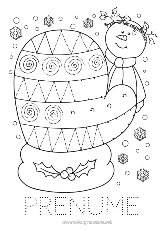 Pagină de colorat de imprimat Zăpadă Iarna Om De Zăpadă Activități Pentru Copii Fulgi De Zăpadă Mănușă Desene De Colorat Ușoare Urmează Și Colorează