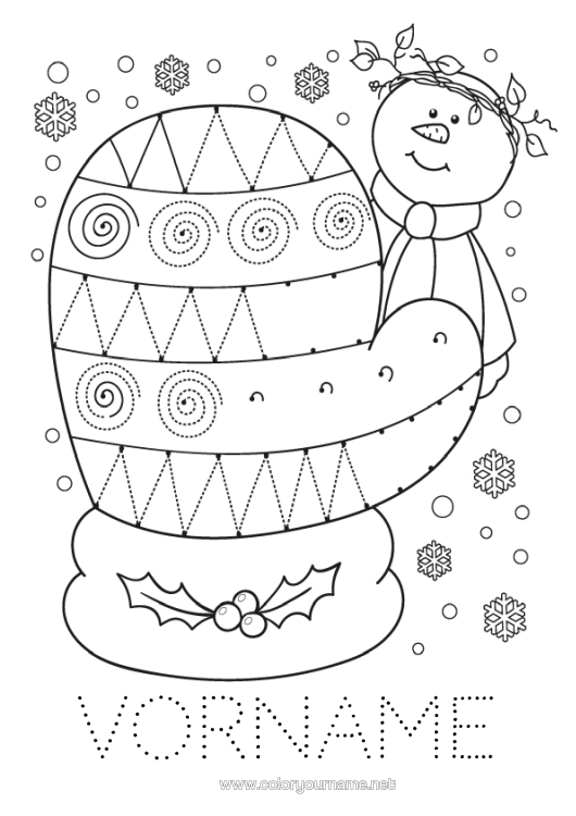 Malvorlage zum Ausdrucken Schnee Winter Schneemann Kinderaktivitäten Schneeflocken Fäustling Einfache Ausmalbilder Spur Und Male