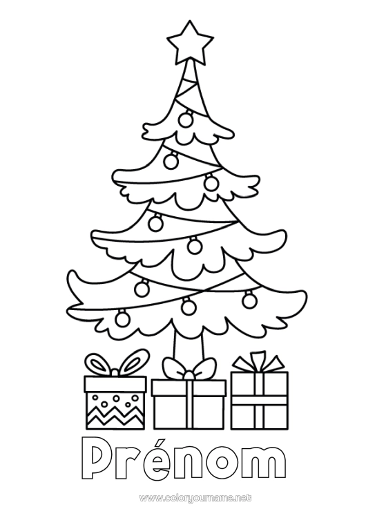 Coloriage à imprimer Cadeaux Sapin De Noël Coloriages Faciles