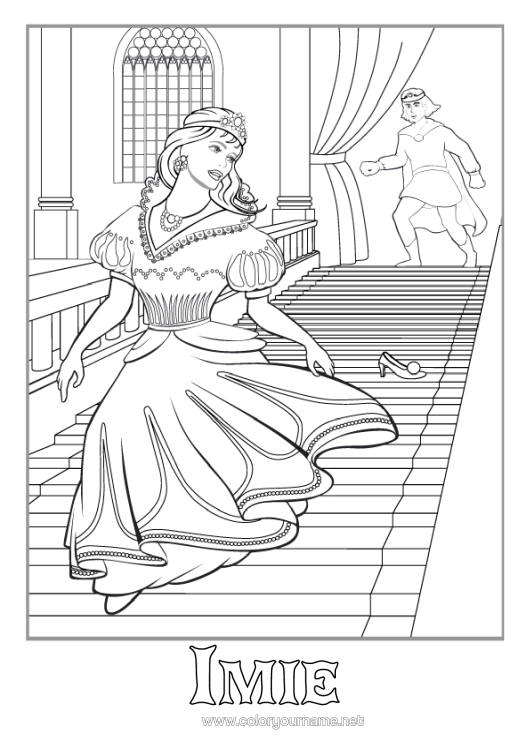 Kolorowanka do wydruku Księżniczka Kopciuszek