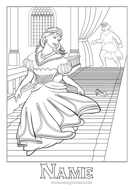 Colouring page to print Princess Cinderella