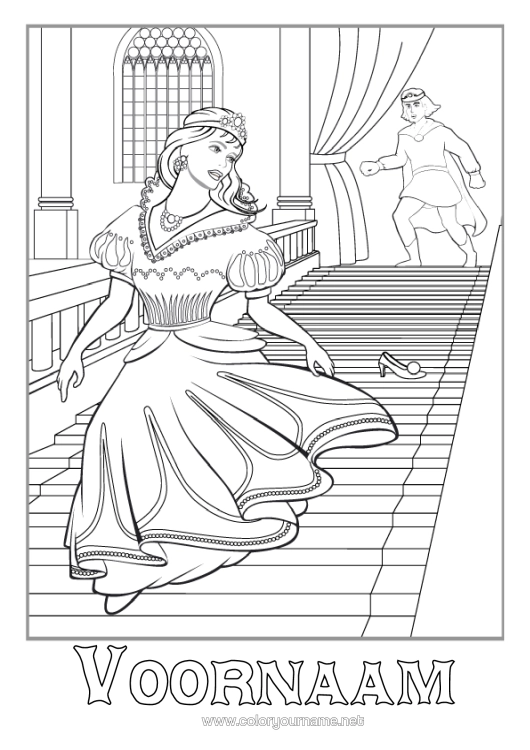 Kleurplaat om af te drukken Prinses Assepoester