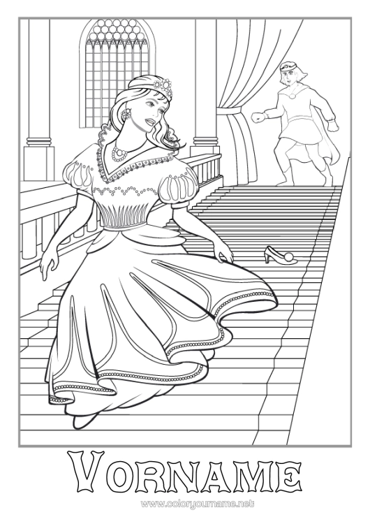 Malvorlage zum Ausdrucken Prinzessin Aschenputtel