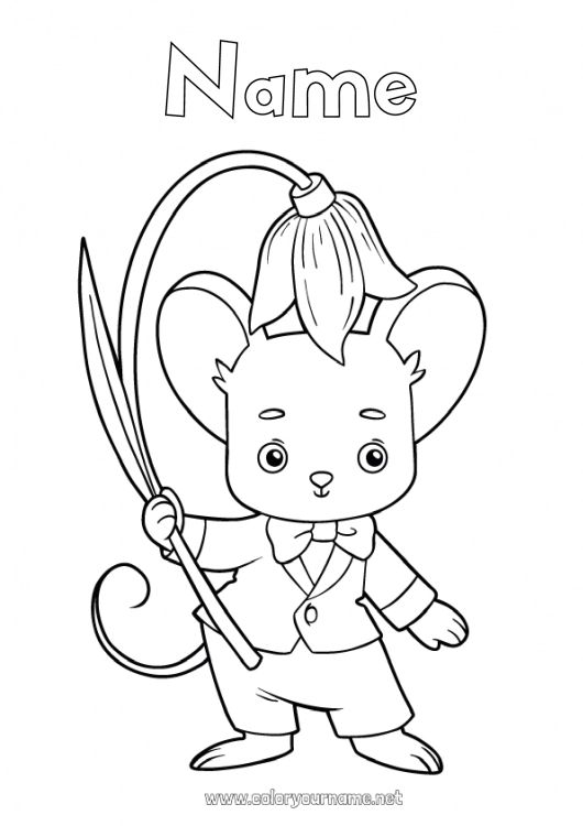 Coloring page to print Flowers Mouse Animal Forest animals