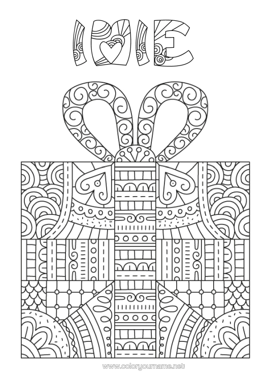 Kolorowanka do wydruku Prezenty Złożone Kolorowanki Zentangle