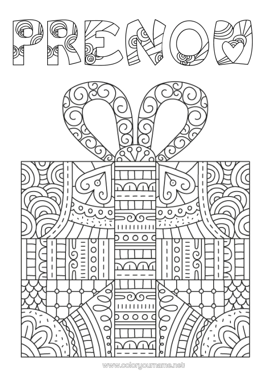 Coloriage à imprimer Cadeaux Coloriages Complexes Zentangle