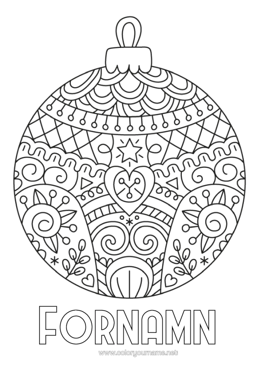 Färgläggningssida att skriva ut Mandala Julgranskula Zentangle