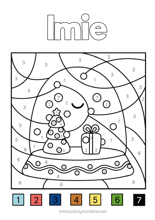 Kolorowanka do wydruku Śnieg Zima Prezenty Magiczne Kolorowanki Aktywności Dla Dzieci Łatwe Kolorowanki Choinka Kula Śnieżna