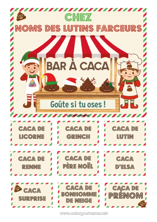 Coloriage à imprimer Lutins De Noël Bêtises Du Lutin Farceur Caca Musée