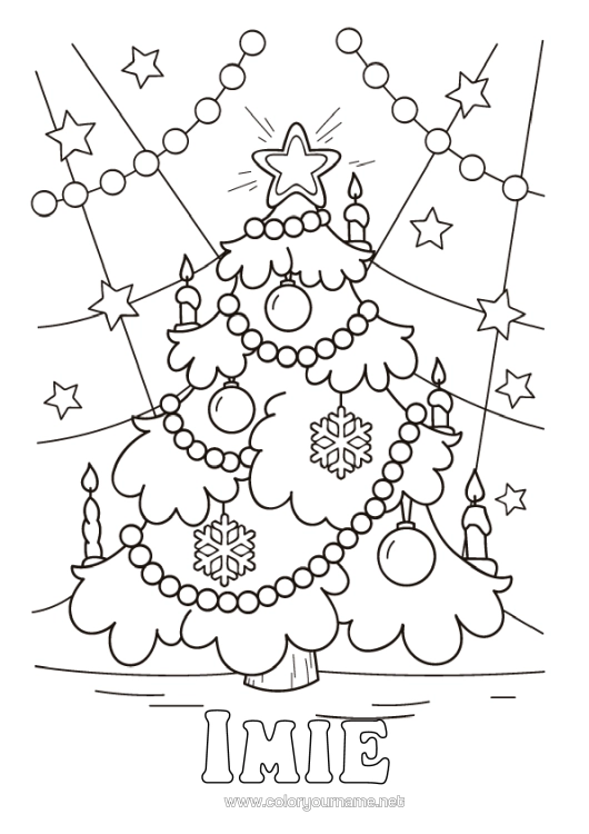 Kolorowanka do wydruku Choinka Bożonarodzeniowa Dekoracje Świąteczne Świąteczny Łańcuch