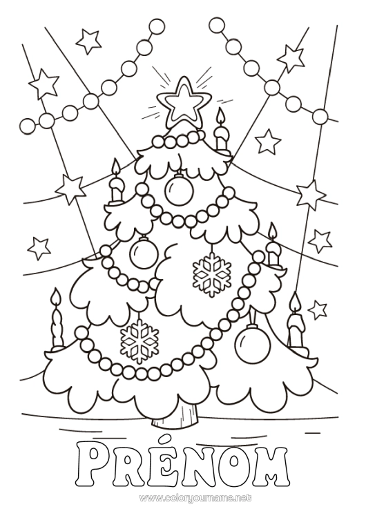 Coloriage à imprimer Sapin De Noël Décorations De Noël Guirlande De Noël