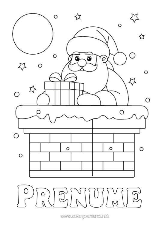 Pagină de colorat de imprimat Cadouri Moș Crăciun Crăciun Șemineu Desene De Colorat Ușoare