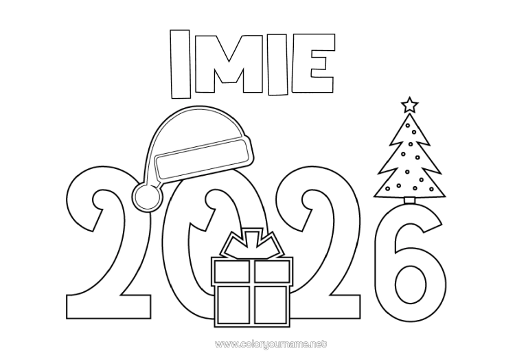 Kolorowanka do wydruku Choinka Bożonarodzeniowa Szczęśliwego Nowego Roku! Czapka Świąteczna 2026