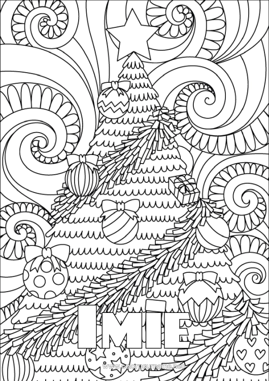 Kolorowanka do wydruku Choinka Bożonarodzeniowa Dekoracje Świąteczne Złożone Kolorowanki Zentangle Choinka