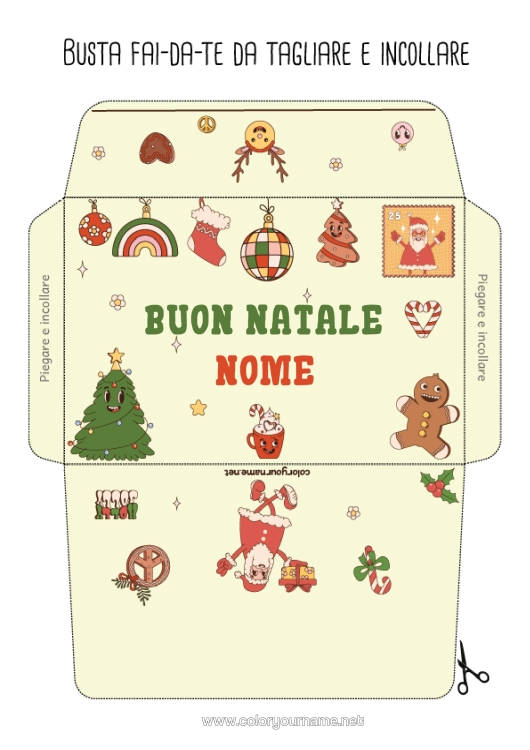 Pagina da colorare da stampare Babbo Natale Natale Palla Di Natale Decorazioni Di Natale Pan Di Zenzero Busta Busta Da Stampare Busta Di Natale