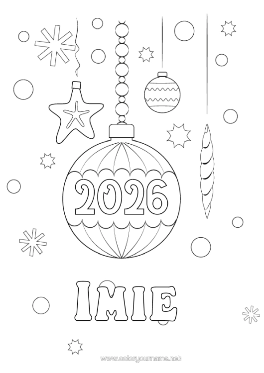Kolorowanka do wydruku Bombka Choinkowa Dekoracje Świąteczne Muszle Zwierzęta Morskie Lub Wodne Rok Do Personalizacji 2026 2027 2028 2029