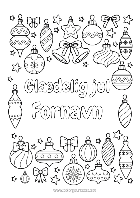 Farvelægningssiden til udskrivning Julepynt Julepynt "Glædelig Jul"