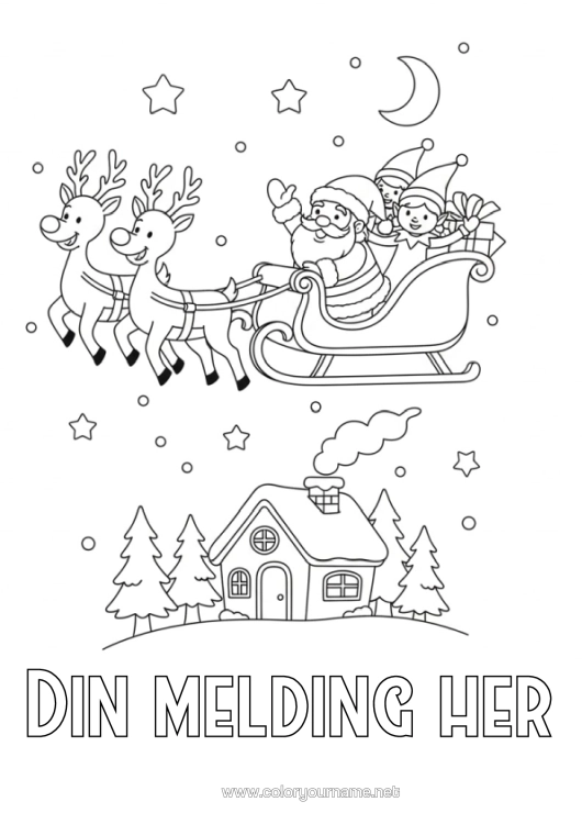 Fargeleggingssiden til utskrift Julenissen Slede Julealver Brev Fra Rampete Nisser Fargelegging Av Nisser Avskjedsbrev, Farvel Nisse