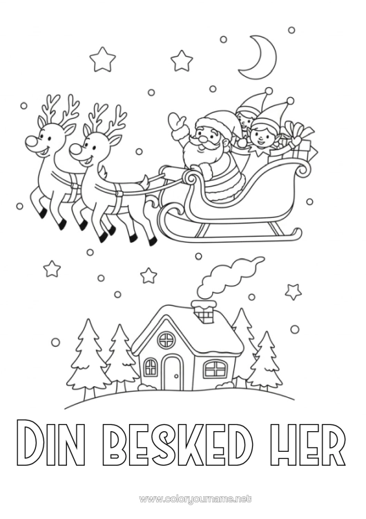 Farvelægningssiden til udskrivning Julemanden Slæde Jule-Nisser Brev Fra Drillesyge Nisser Farvelægningsnisser Afskedsbrev, Farvel Lille Nisse