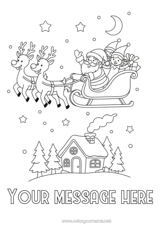 Colouring page to print Father Christmas Sledge Christmas Elves Letters From Mischievous Elves Elf Colouring Pages Departure Letter, Goodbye Elf