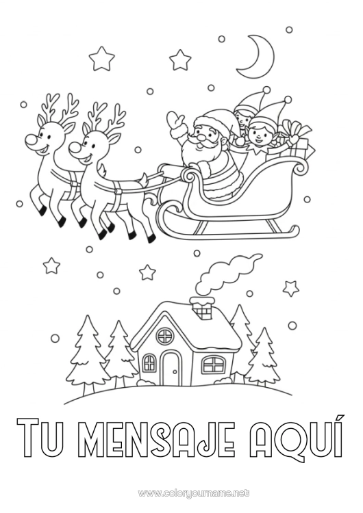 Dibujo para colorear para imprimir Papá Noel Trineo Elfos De Navidad Cartas De Elfos Bromistas Dibujos De Elfos Para Colorear Carta De Despedida Del Elfo