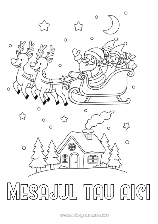 Pagină de colorat de imprimat Moș Crăciun Sanie Moșneguții De Crăciun Scrisori De Spiriduși Jucăuși Desene De Colorat Cu Spiriduși Scrisoare De Plecare, La Revedere Spiriduș.