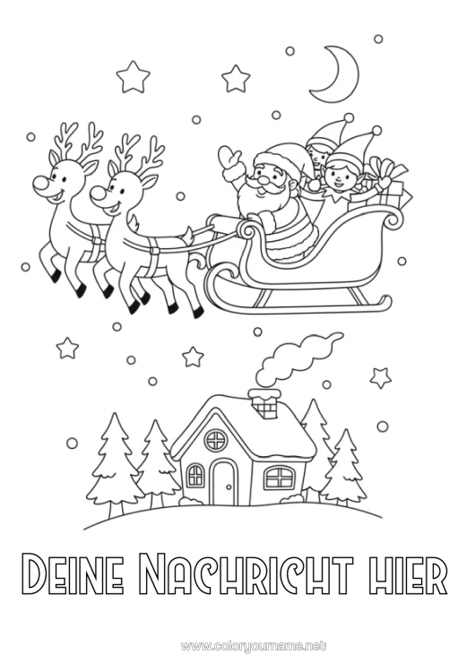 Malvorlage zum Ausdrucken Weihnachtsmann Schlitten Weihnachtself Elfenstreiche-Briefe Elfen Ausmalbilder Elf Abschiedsbrief