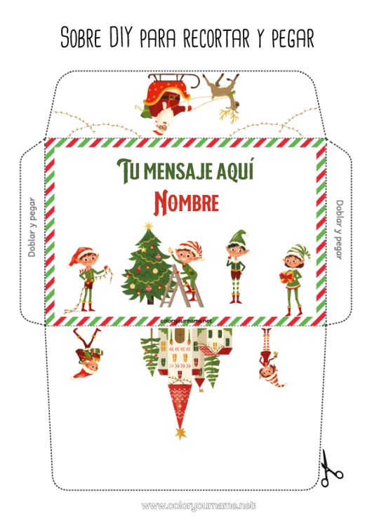 Dibujo para colorear para imprimir Elfos De Navidad Sobre Sobre Para Imprimir Viaje Del Duende Navideño Sobre De Navidad Sobre Para El Correo Del Duende De Navidad