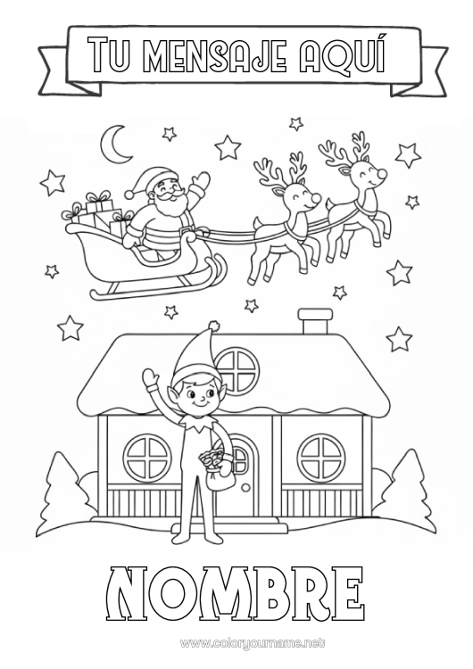 Dibujo para colorear para imprimir Papá Noel Trineo Elfos De Navidad Cartas De Elfos Bromistas Dibujos De Elfos Para Colorear Casa Carta De Despedida Del Elfo