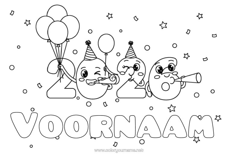 Kleurplaat om af te drukken Ballonnen Feest 2026