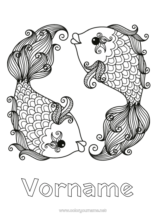 Malvorlage zum Ausdrucken Tier Fisch Sternzeichen Meeres- Oder Wasserlebewesen Sternzeichen