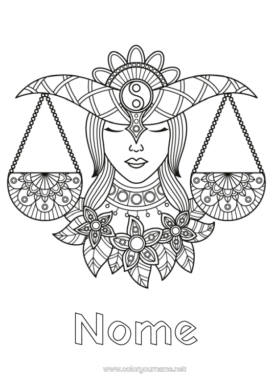 Pagina da colorare da stampare Zentangle Segno Zodiacale Segni Zodiacali