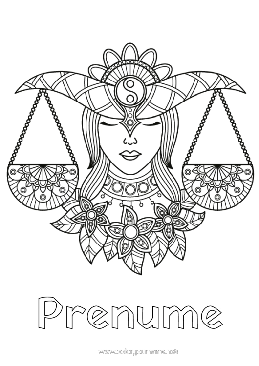 Pagină de colorat de imprimat Zentangle Semn Zodiacal Semnele Zodiacului